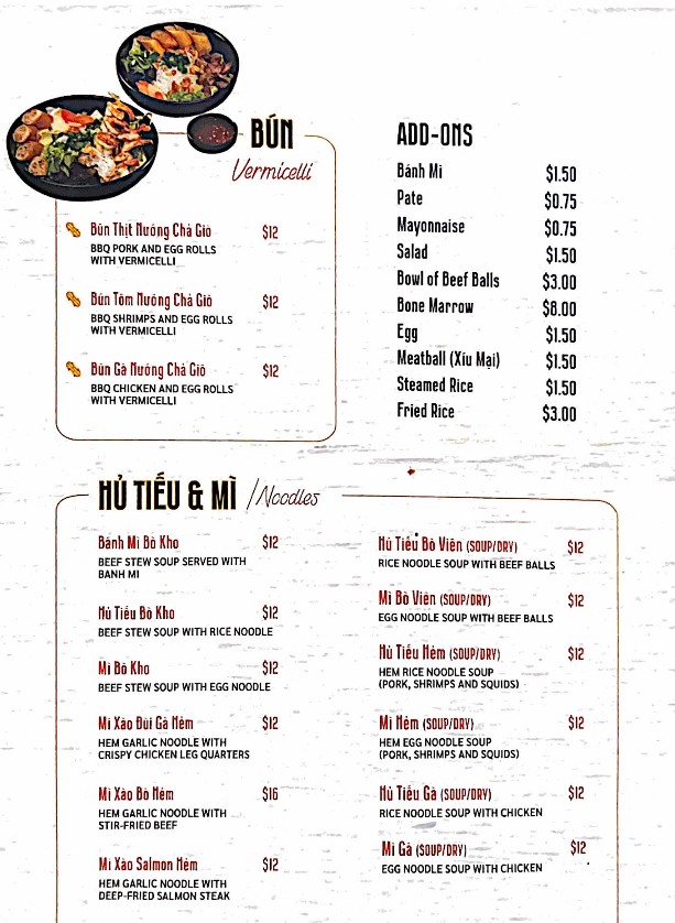 Hèm Kitchen & Bar Menu | Authentic Vietnamese Street Food in Houston, TX