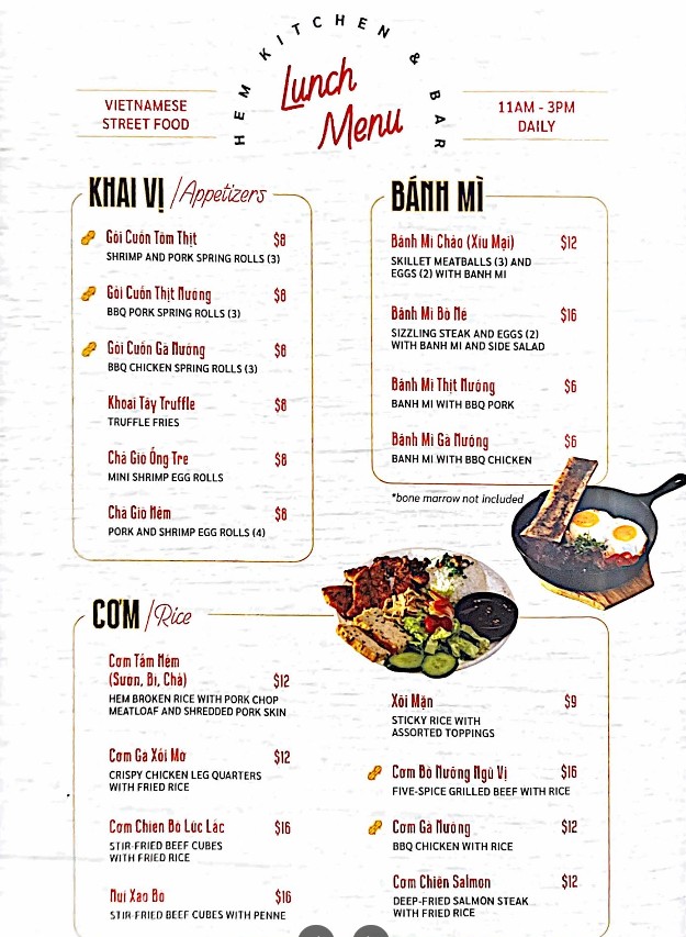 Hèm Kitchen & Bar Menu | Authentic Vietnamese Street Food in Houston, TX